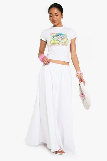 Woven A-Line Maxi Skirt white