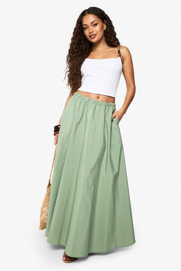 Woven A-Line Maxi Skirt sage