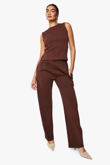 Interlock Front Seam Detail Straight Leg Jogger chocolate