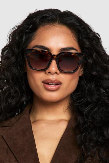 Oversized Tortoise Shell Square Sunglasses brown