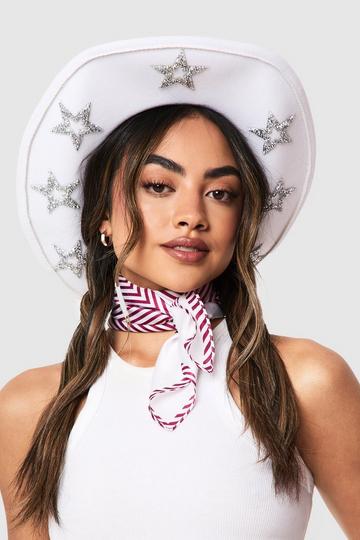 Versierde Cowboy Hoed Met Sterren white