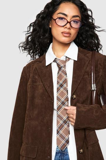 Tonal Check Tie chocolate