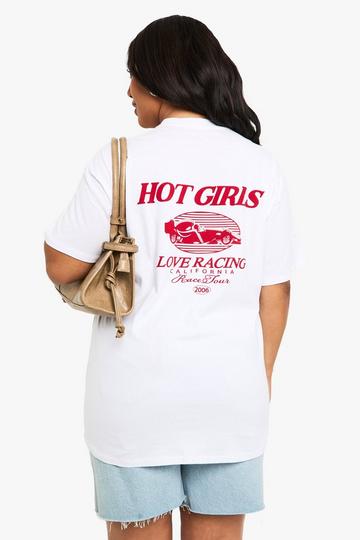 Plus Oversized Hot Girls Love T-Shirt white