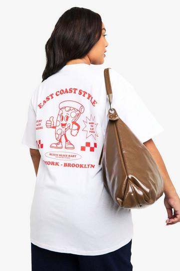 PLUS EAST COAST STYLE PIZZA OVERSIZED T-SHIRT white