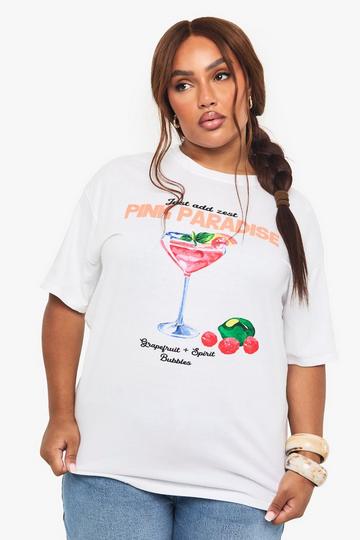 Plus Pink Paradise Oversized T-Shirt white