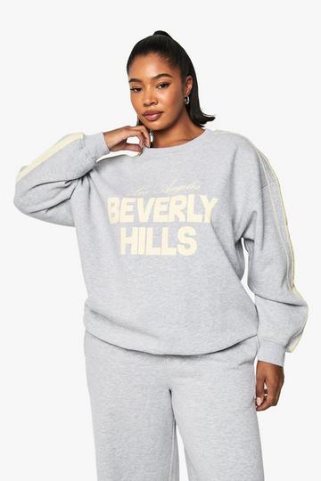 Plus Oversized Beverly Hills Trui Met Zijstreep grey marl