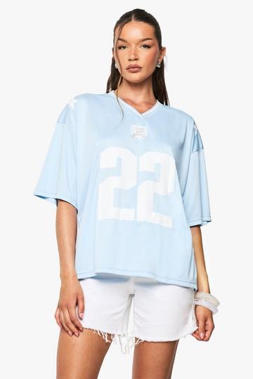 22 Oversized V Neck Football Top baby blue