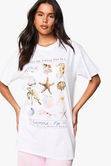 White Under The Sea Shells Oversized T-shirt