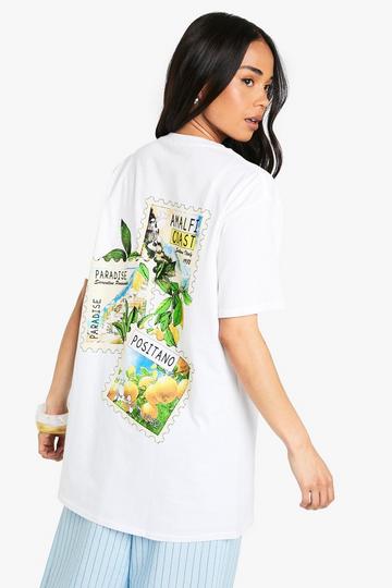 White Amalfi Coast Postcard Oversized Tshirt