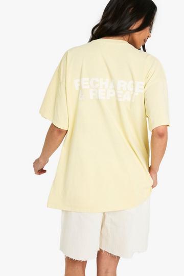 Lemon Yellow Recharge and Repeat Oversized Overdyed Gym T-shirt