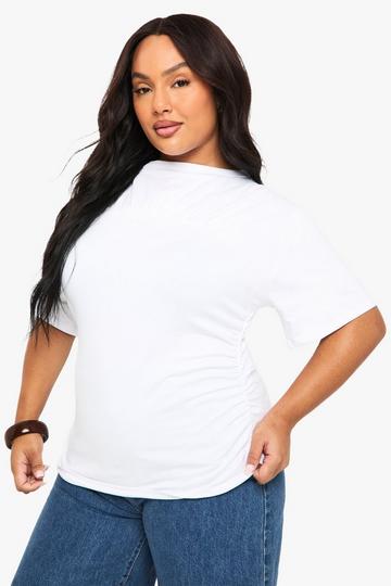 PLUS ROUCHED T SHIRT white