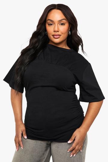 PLUS ROUCHED T SHIRT black