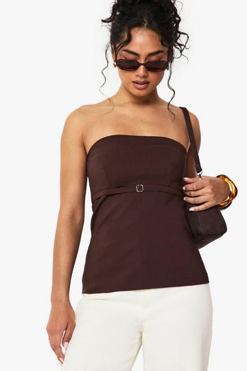 Bengaline Buckle Detail Bandeau Top chocolate