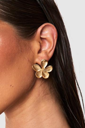 Geborstelde Bloemen Oorbellen gold