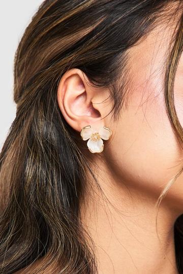 Oorbellen Met Bloemen En Oorbellen gold