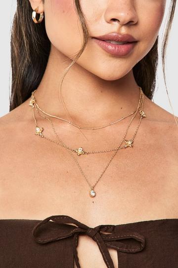 Flower Detail Layered Necklace gold