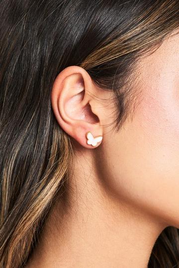Enamel Butterfly Stud Earrings gold