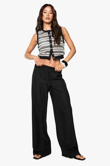 Tall Linnen Look Wide Leg Broek black