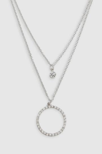 Silver Embellished 2 Pack Layered Necklaces silver