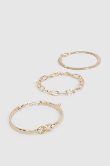 Armbanden En Schakel Armbanden (3 Stuks) gold