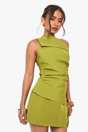 Jupe-short portefeuille fendue olive