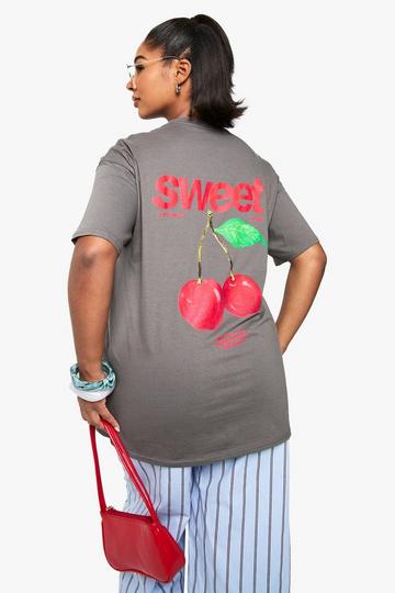 Plus Sweet Cherry Oversized T-Shirt charcoal