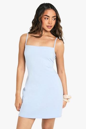 Square Neck Mini Dress powder blue