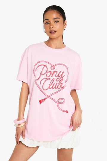 Pony Club Heart Printed T-shirt pink