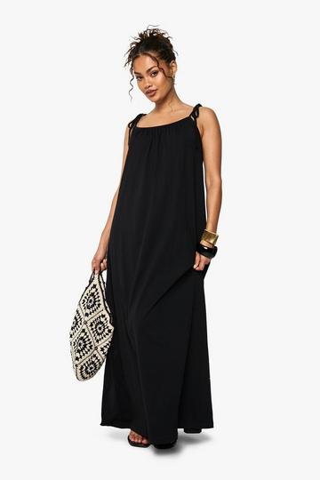 Tie Shoulder Smock Dress black