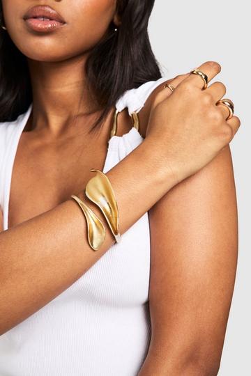 Brushed Detail Petal Statement Bangle gold