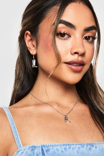 Silver Western Boot Jewellery Set silver