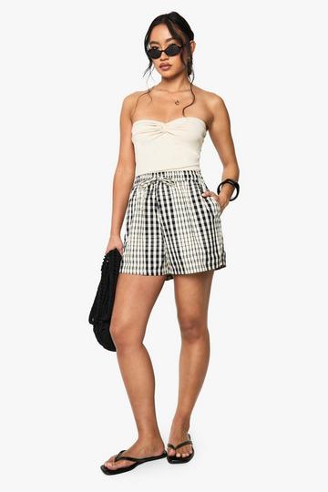 Checked Woven Shorts beige