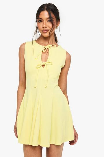 Tie Front Skater Mini Dress lemon