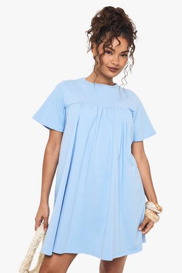 Ruched Smock T-Shirt Dress powder blue