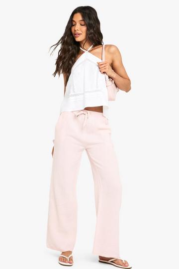 Wide Leg Broek Met Ceintuur pink