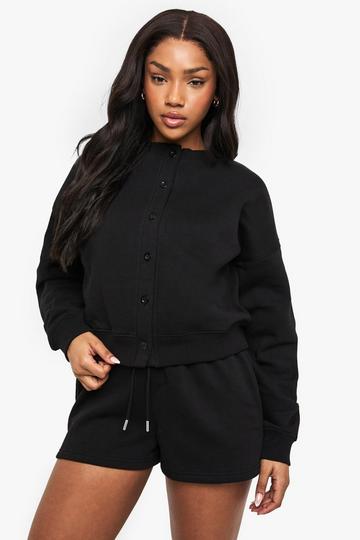 3 Piece Cardigan Short Tracksuit black