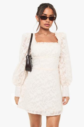 Textured Corset Milkmaid Mini Dress cream
