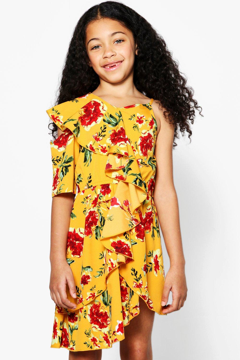 boohoo yellow skater dress