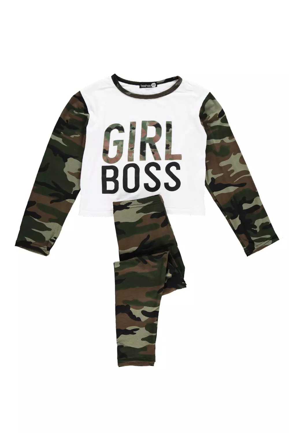 Madchen Girl Boss Sportlicher Zweiteiler Mit Camouflage Print Boohoo