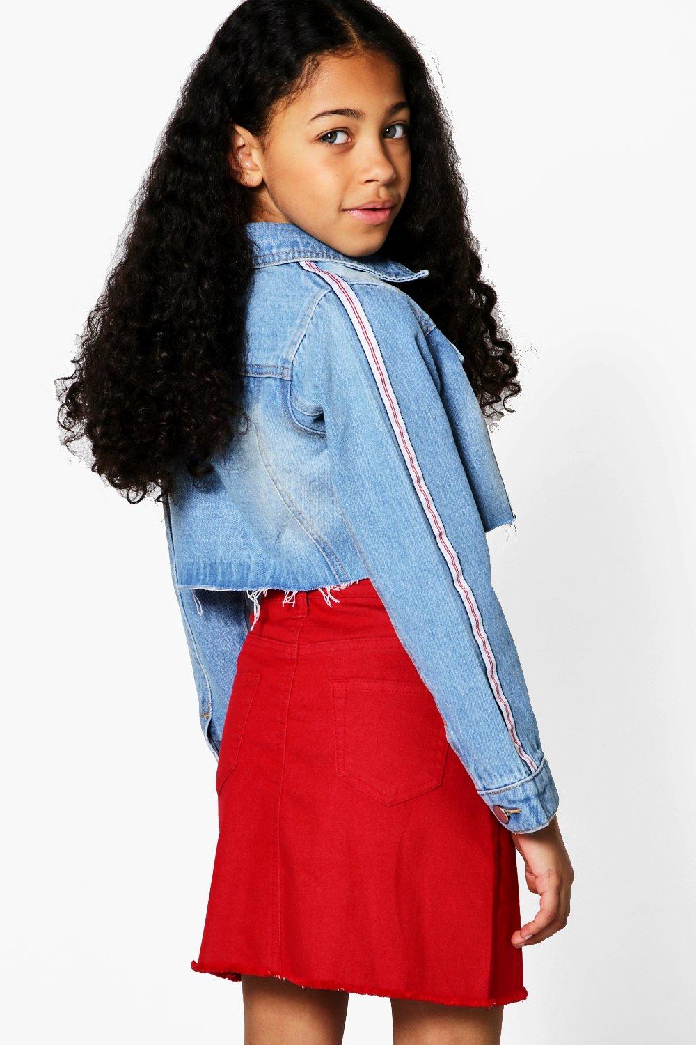 girls cropped jean jacket