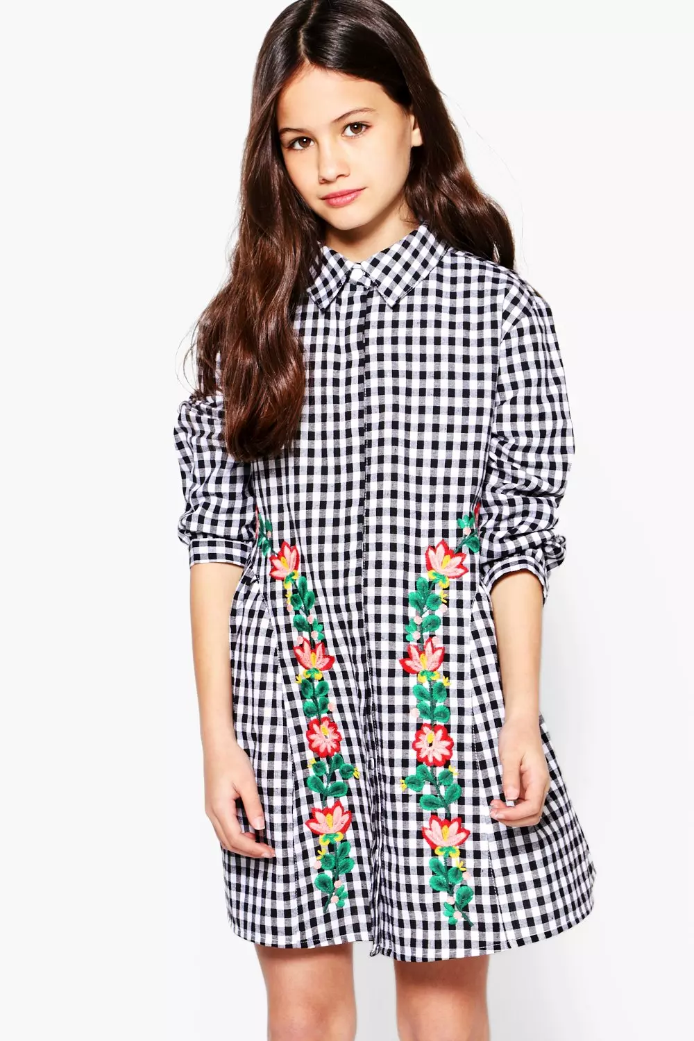 Pour Filles Robe Chemise A Carreaux Vichy Boohoo