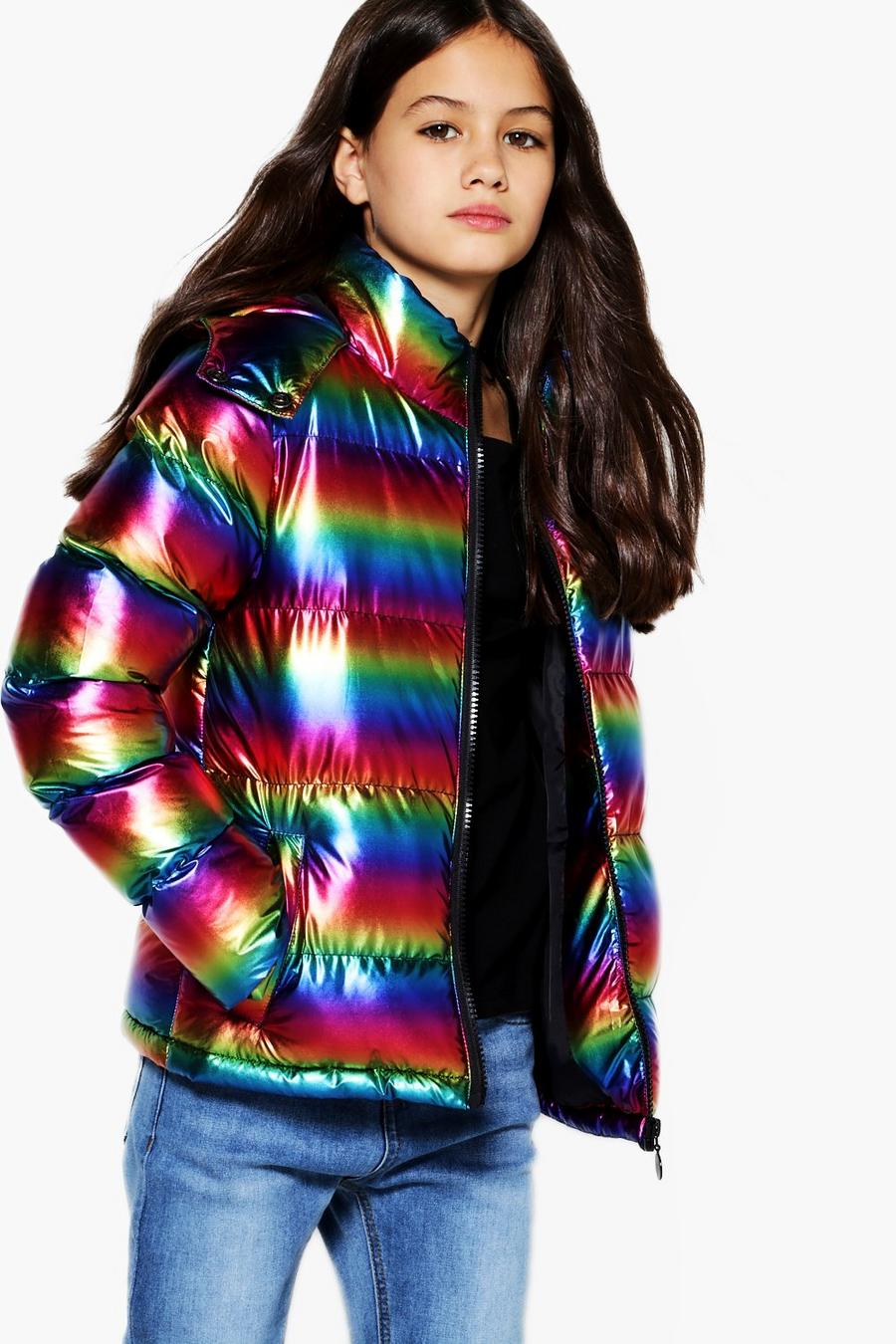 Girls Rainbow Ruffa Jacket | boohoo