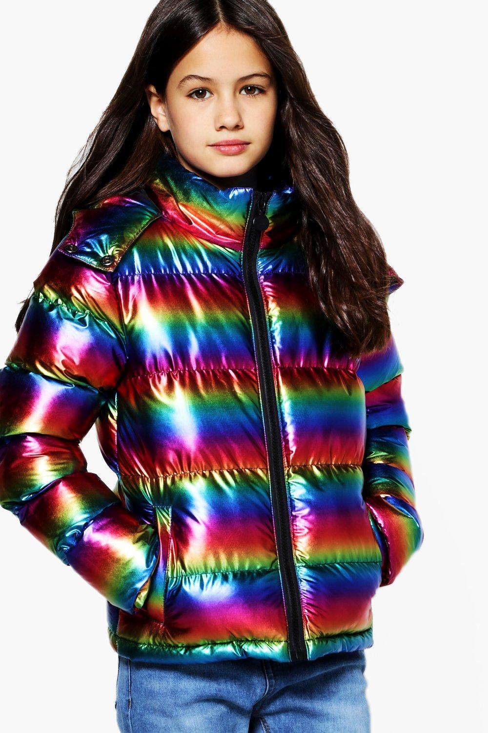 Girls Rainbow Ruffa Jacket boohoo