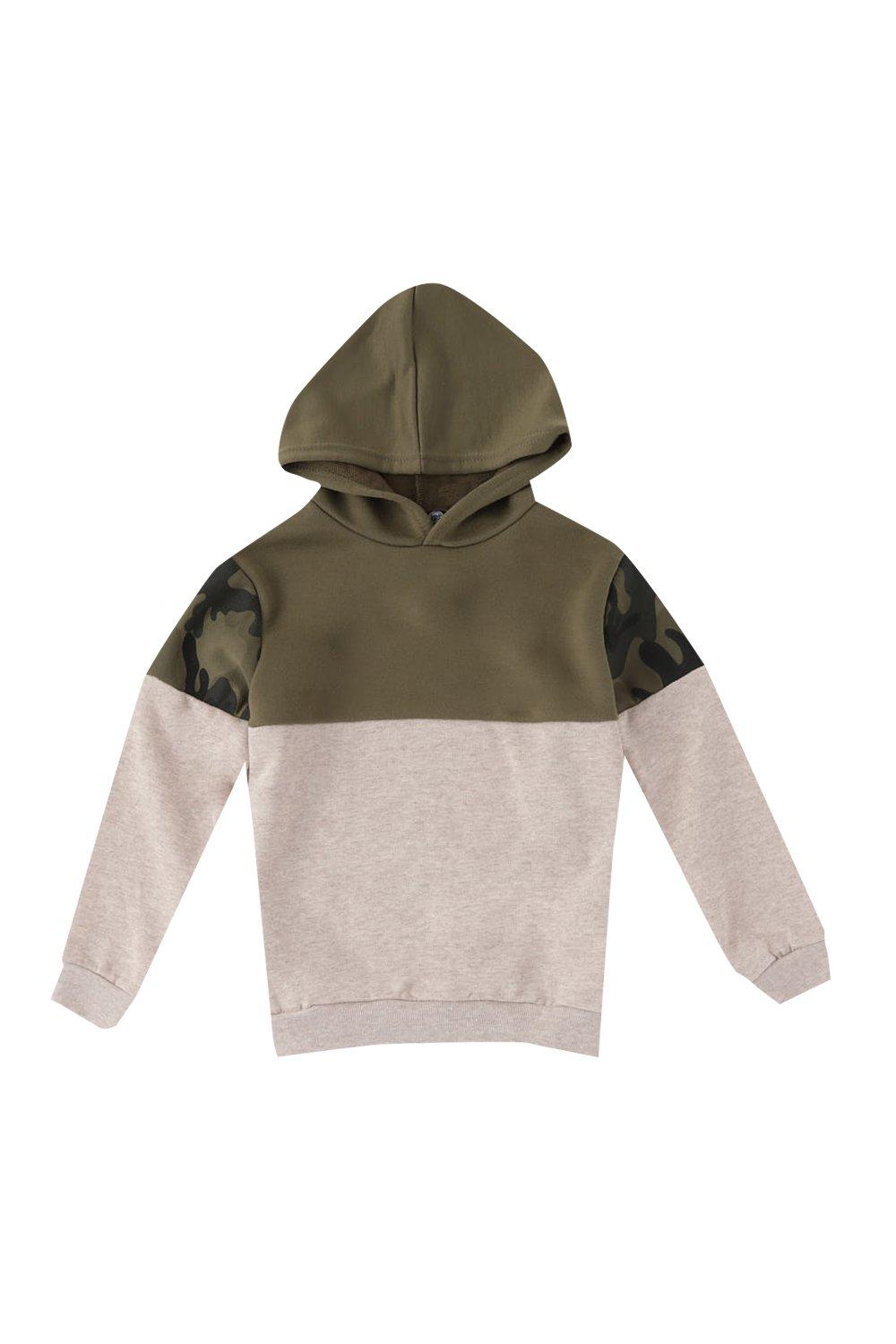 camo color block hoodie