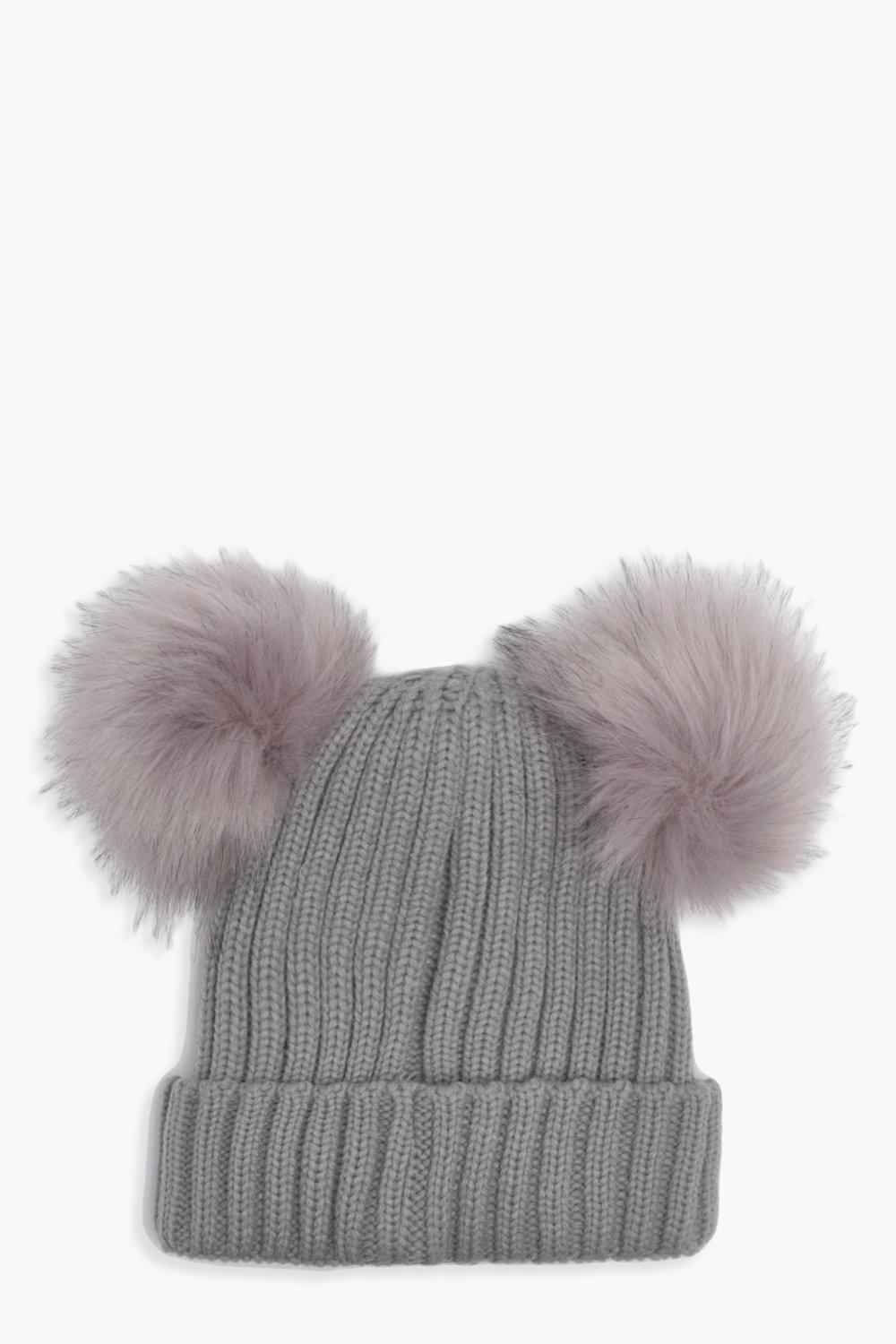 Girls Double Pom Pom Beanie Hat Boohoo Uk