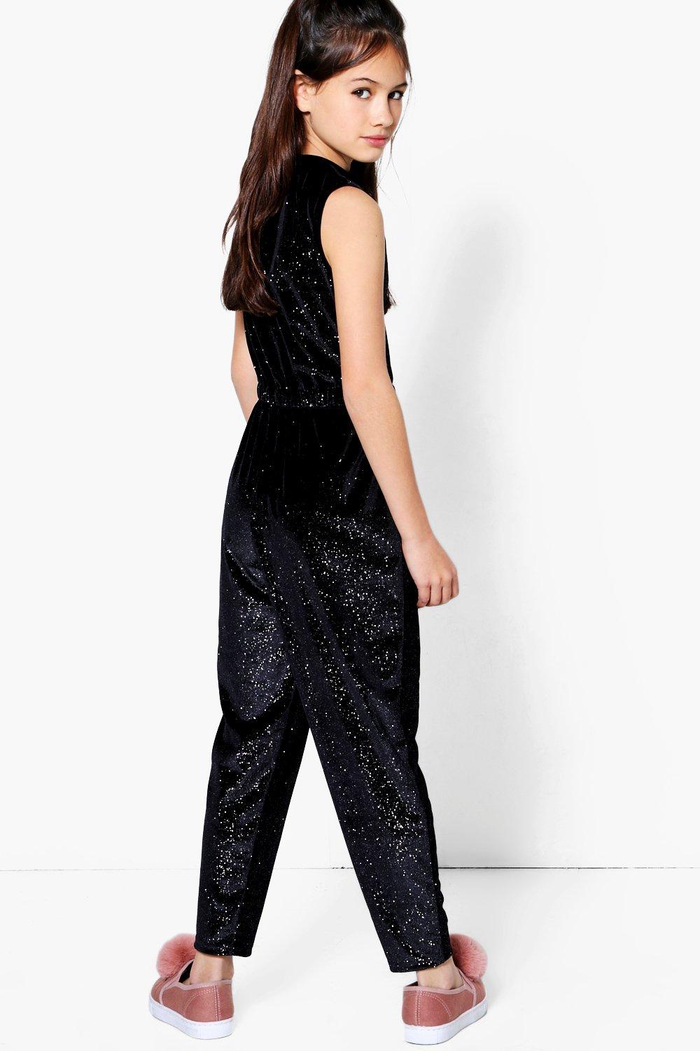 Girls best sale velour jumpsuit