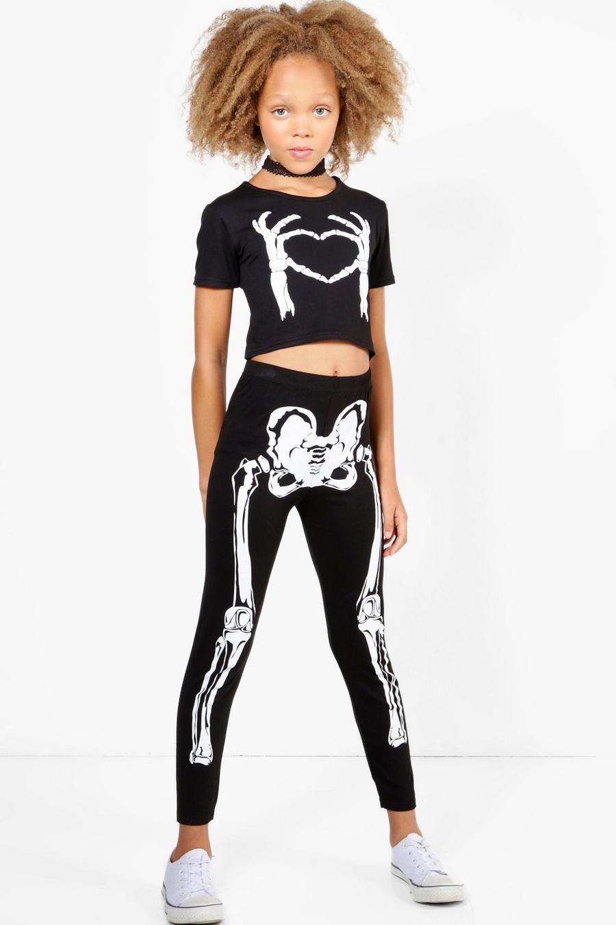 Girls Skeleton Print Leggings image number 1