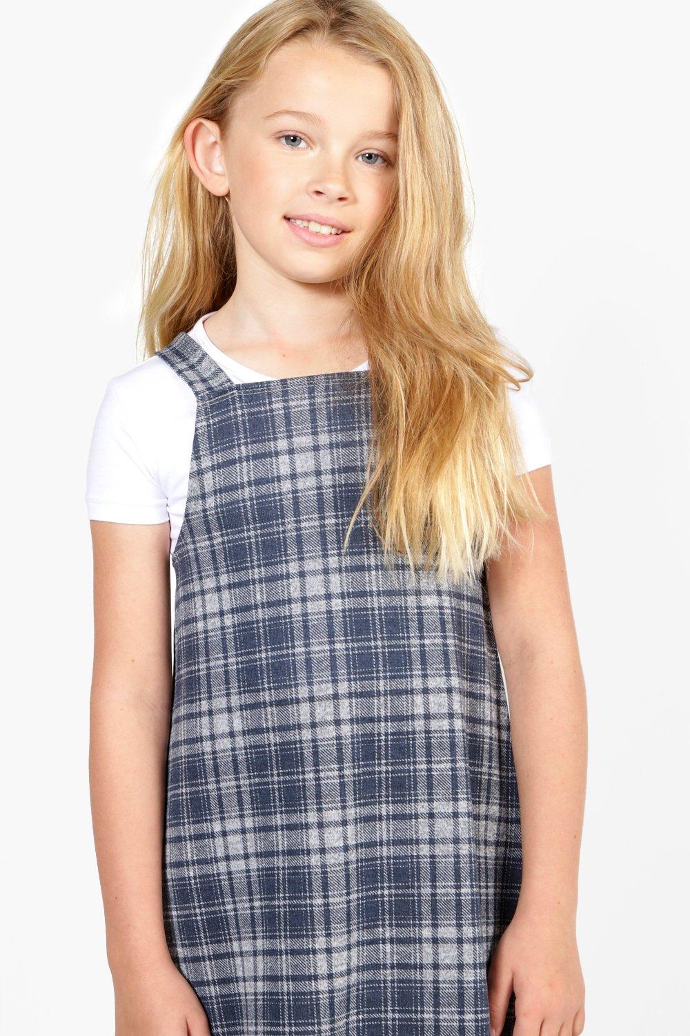 Girls Check Pinny Dress boohoo IE