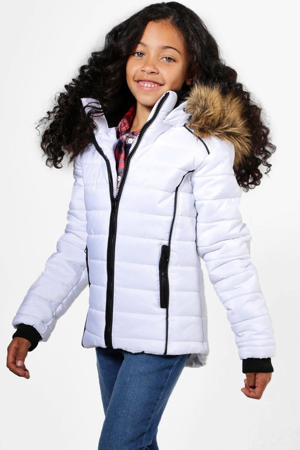 girls faux fur hooded coat