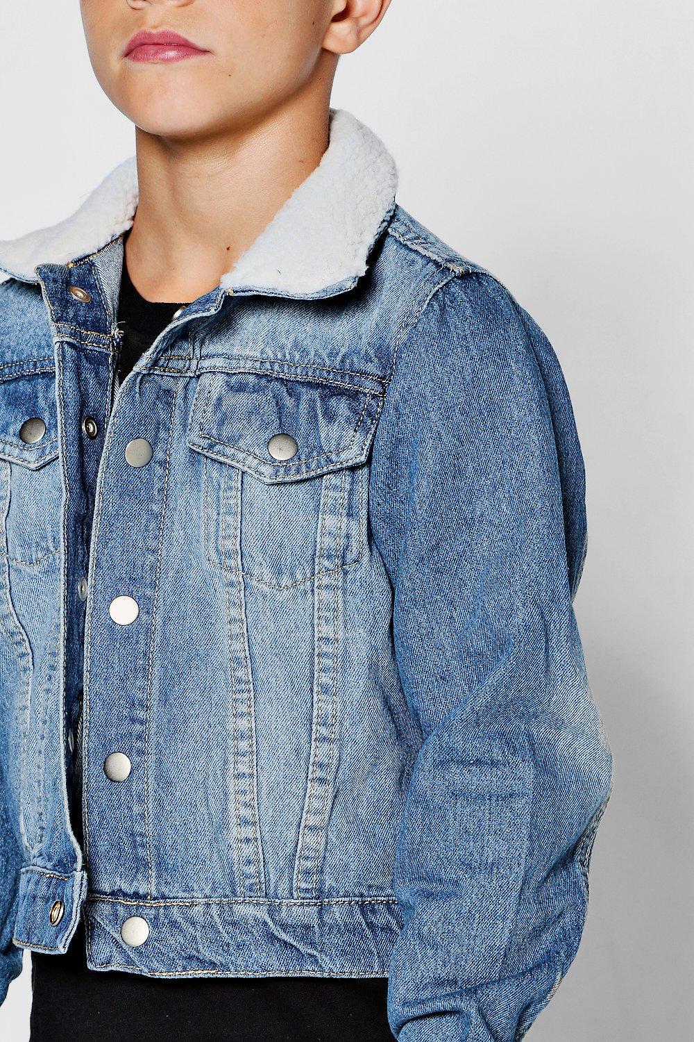 Boys denim borg on sale jacket